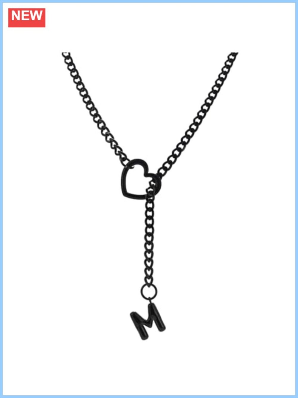 Stainless Steel O-Ring Adjustable Lariat Heart Y-Necklace Punk Gothic Cuban